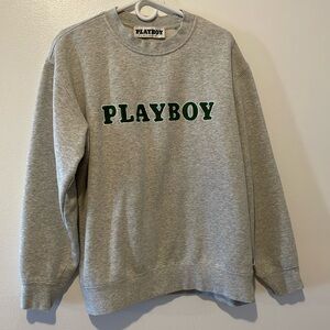 Playboy Men’s Gray and Green Sweatshirt Size Medium